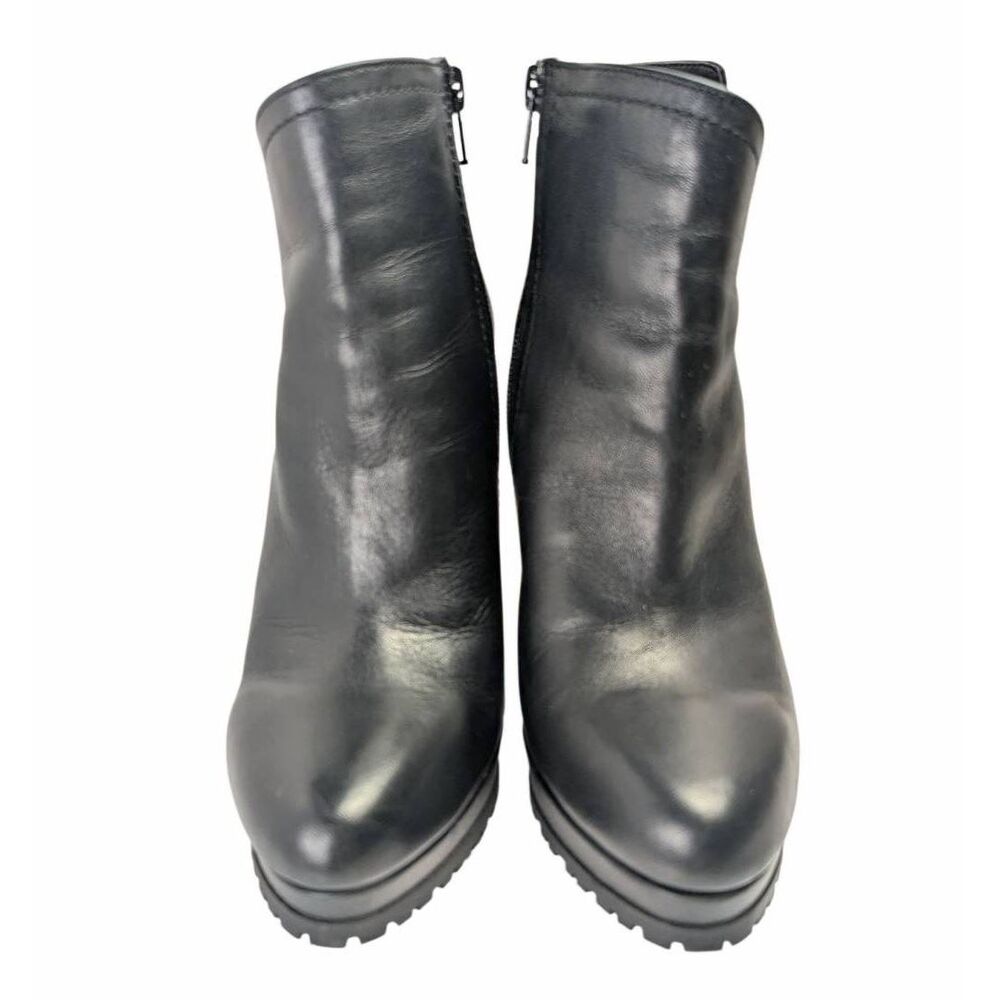 Gianni Bini Omarrah black leather platform lug bootie heels womens 9 - Picture 4 of 9